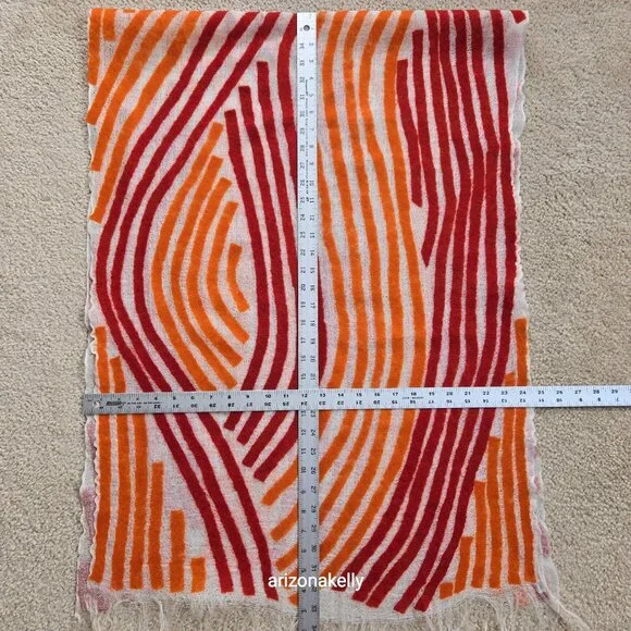 NWOT Zoe Woven Scarf with Vibrant Wool Stripes Red & Orange - Picture 3 of 16